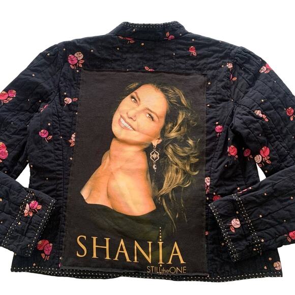 Via Penny Lane Reworked Apparel | Shania Twain Graphic Quilted Floral Jacket - Picture 7 of 8